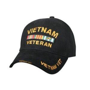 Rothco Vietnam Veteran Deluxe Low Profile Baseball Hat Cap - Black